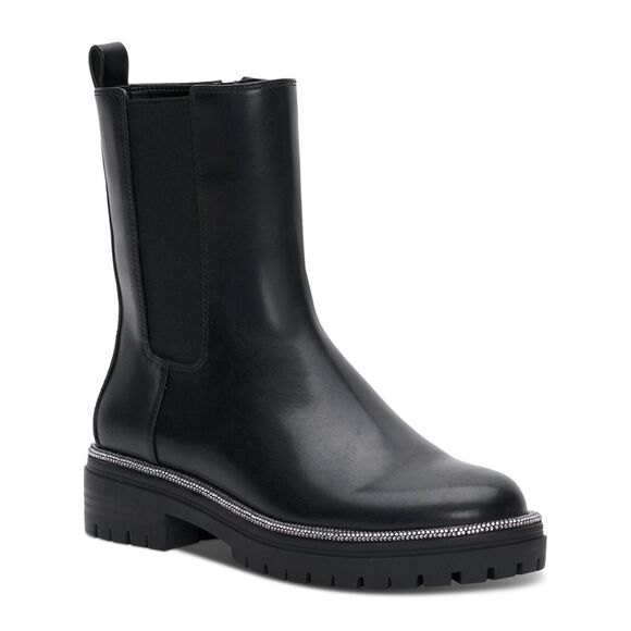 INC Shoes - INC Womens Black Pull Tab Goring Brycin Round Toe Block Heel Booties 8.5 M
